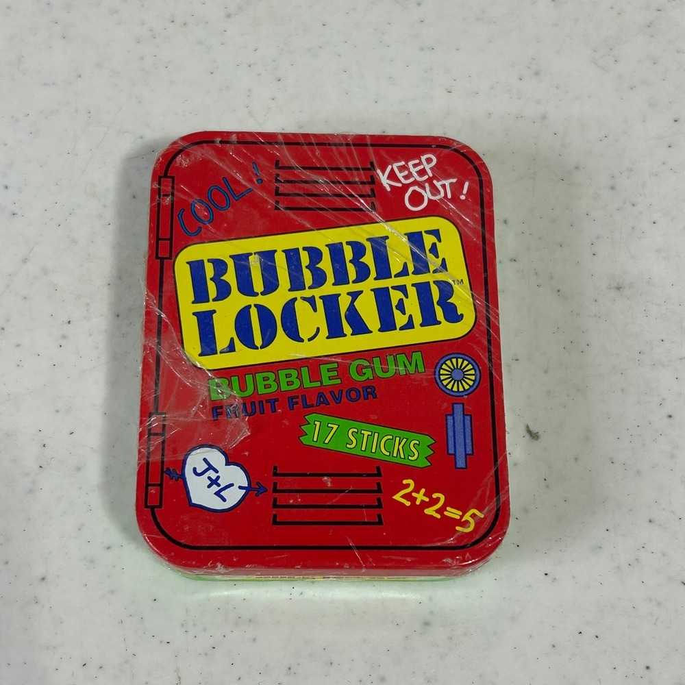 Vintage Bubble Locker Fruit Flavor Bubble Gum Sealed Collectible Tin 17 Sticks